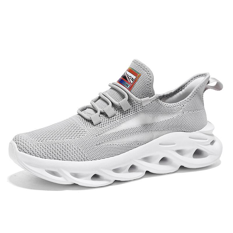 Кроссовки мужские с закрученной подошвой большого размера мужская обувь 2024 ранняя осень сетчатая дышащая мягкая подошва беговые студенческие спортивные туфли прилив