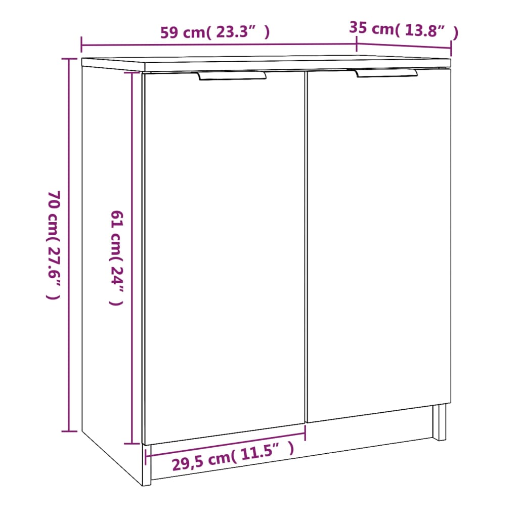Shoe Cabinet White 59 x 35 x 70 cm Particleboard