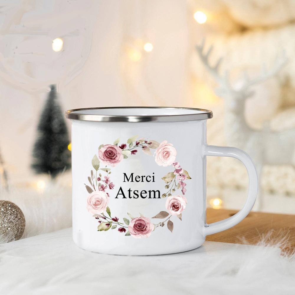 Merci Atsem In France Эмалированные кружки День учителя Напиток Сок Кофе Десерт Какао Молоко Ручка Кружка Праздничные подарки на день рождения