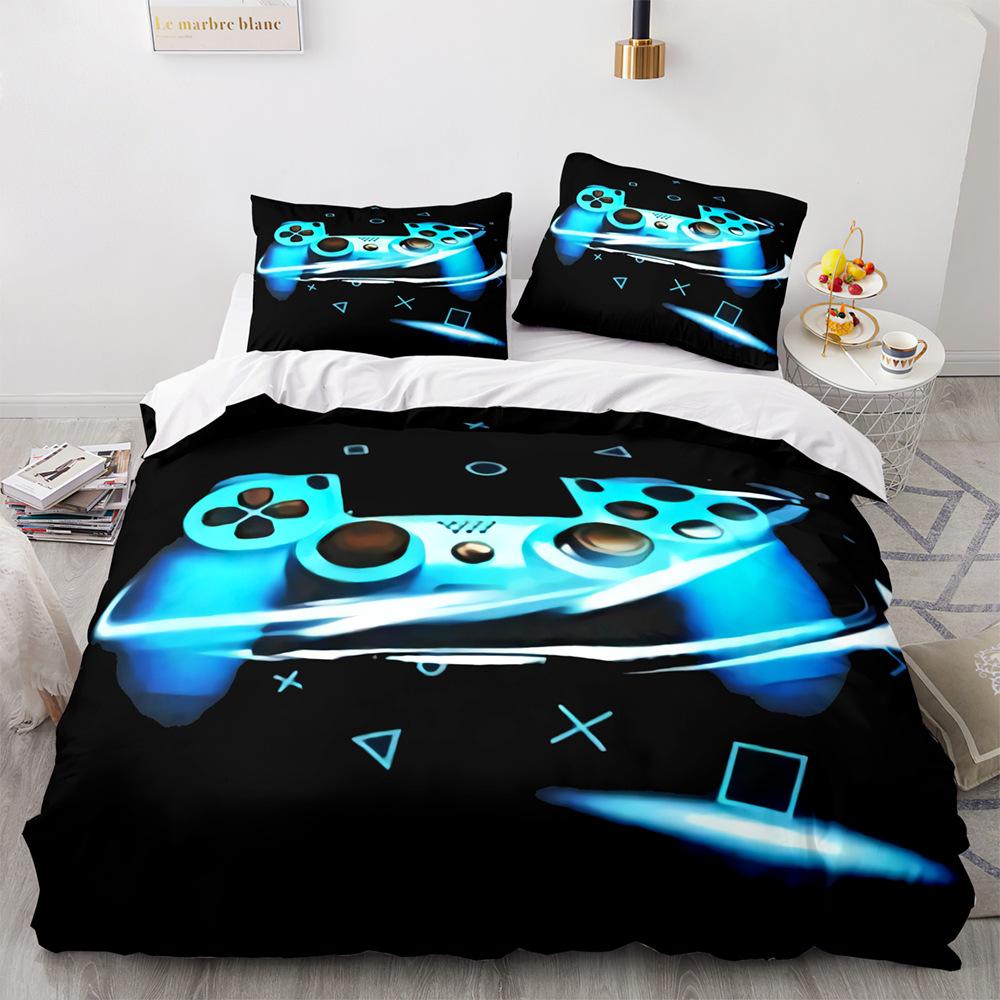 Game Handle King Queen Duvet Cover Kids Teens Boys Gamer Bedding Set Pillowcase Cartoon Psychedelic 2/3pcs Polyester Quilt Cover