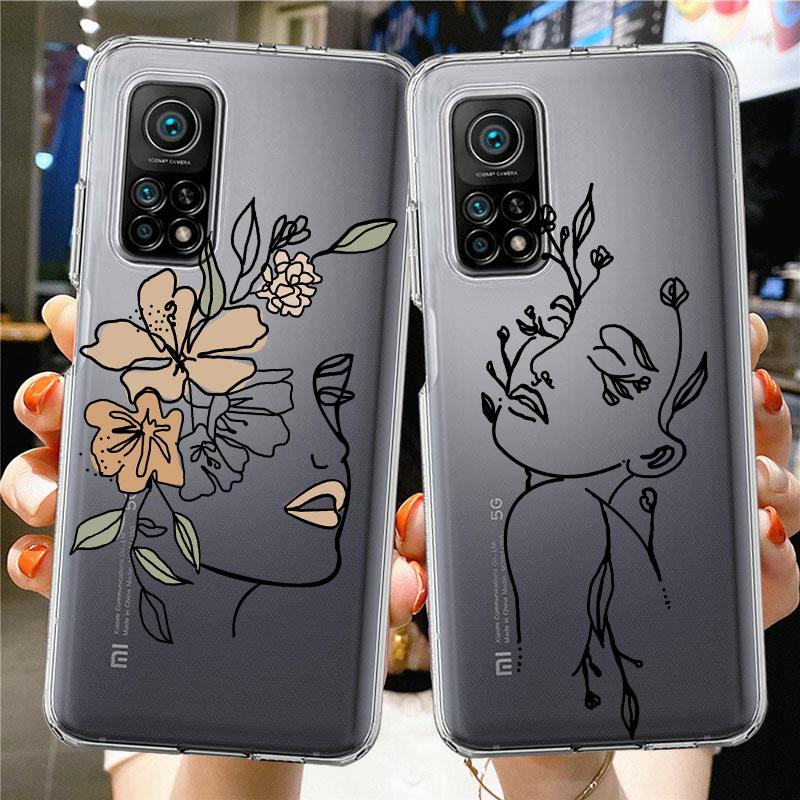 Прозрачный чехол для Xiaomi Mi Poco X3 NFC M3 Pro F3 F1 11 Lite 12 Redmi Note 10 9S 8 7 9, мягкий чехол для телефона Love Line Flower