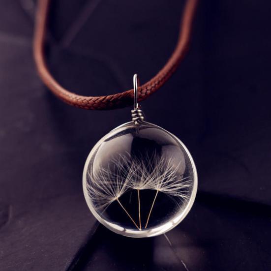 Стильное стеклянное ожерелье из одуванчика, автомобильный шар, подвеска, подвесное украшение для интерьера