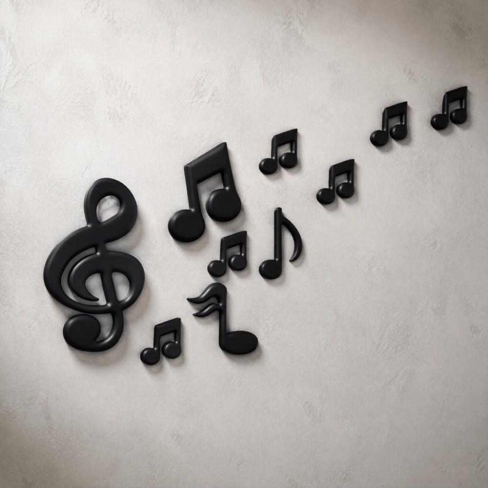 Removable Finish Music Note Wall Sticker 3D Look Embossed Wall Decal Wall Background