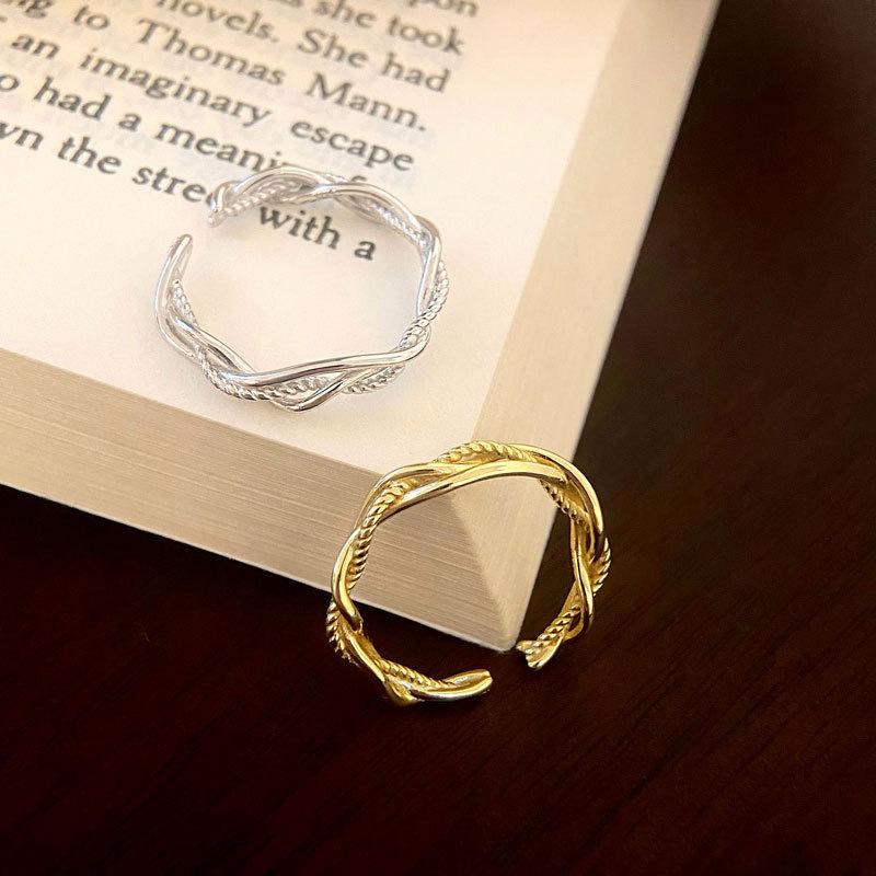 Multi-Layer Wave Ring, Cold Breeze Line Winding Ring, Women'S Light Luxury, Tide Twisting Rope Twist Interwoven Ring