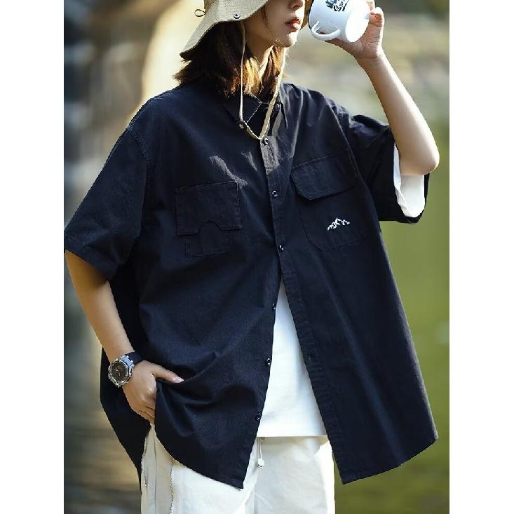 Летняя рубашка с коротким рукавом три четверти для студентов, свободный и нишевый дизайн, забавный новый мужской топ для ношения на открытом воздухе