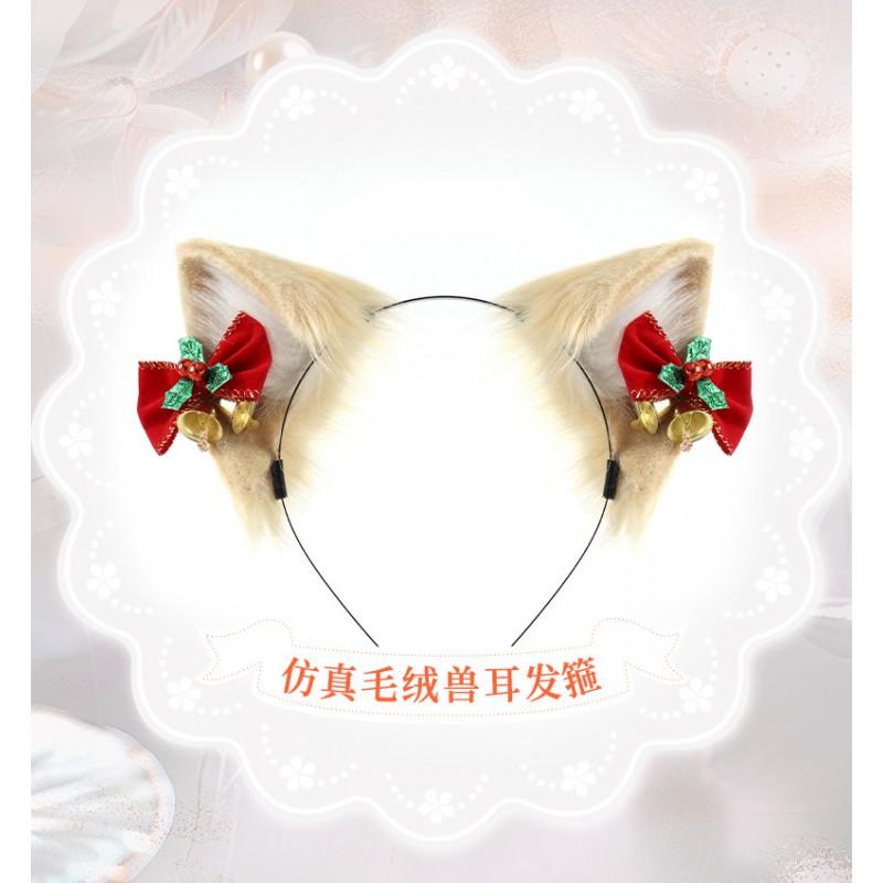 Christmas Plush Cat Ear Headband Lolita Style Cute Hair Accessory Winter Parties
