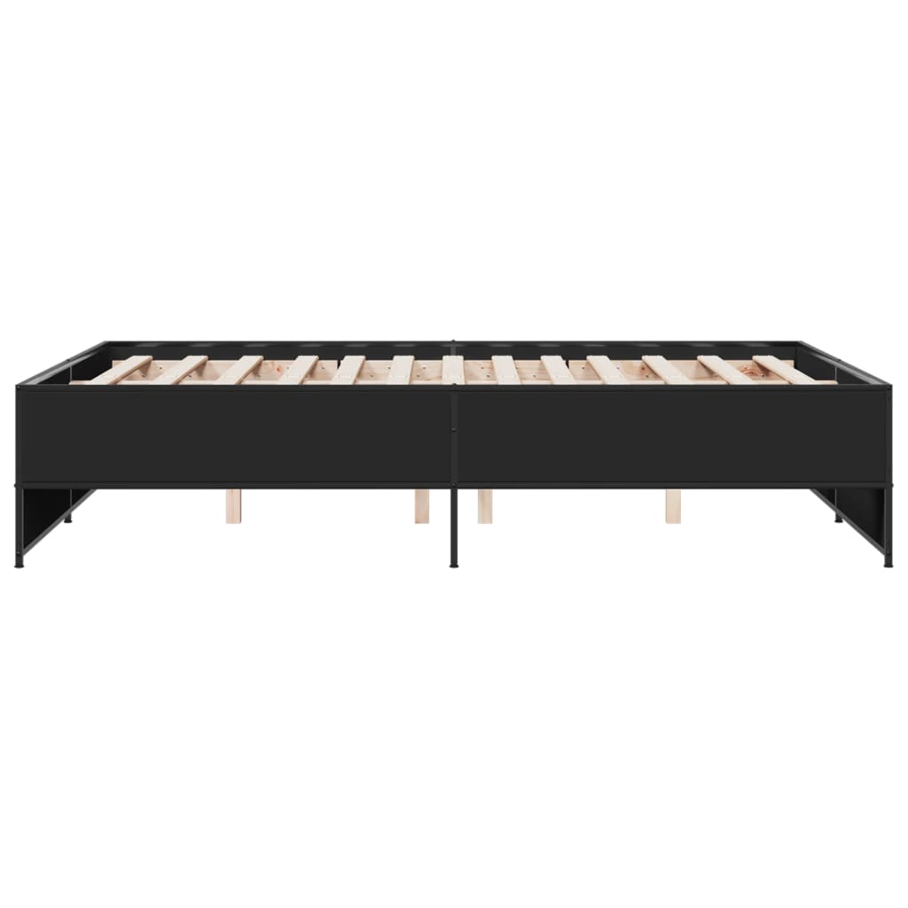 Vidaxl Rama Łóżka, Czarna, 140X190 Cm, Materiał Drewnopochodny I Metal