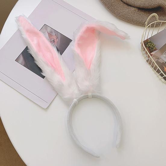 Белый ободок с кроличьими ушками, длинные плюшевые кроличьи ушки, обруч для волос, Хэллоуин, косплей