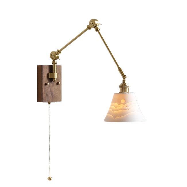 Used Copper French Retro Wabi-Sabi Style Swing Arm Wall Sconce for Bedroom or Living Room.