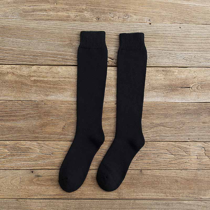 3 Pars Men's Winter Thick Warm Knee-High Cotton Socks - High-Quality Long Black Casual Fashion Socks for Cold Weather