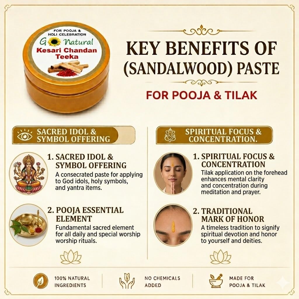 Go Natural Chandan Teeka | Natural and Herbal Sandalwood Paste for Holi, Festivals, Rituals, and Celebrations | 100g Pack