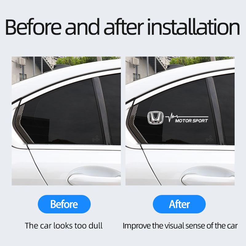 ABO2 2Pcs Car Window Sticker Auto Glass Decoration Stickers For Honda Civic Accord Fit Jazz Pilot CRV Odyssey Passport City Shuttle