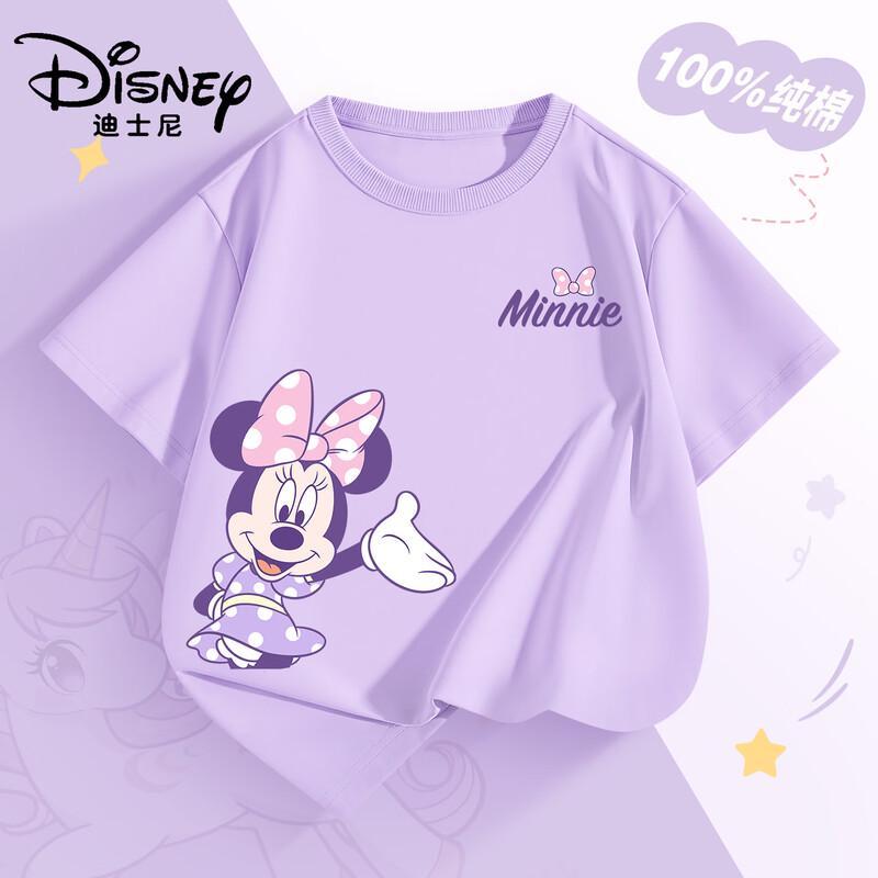 Disney Детская хлопковая футболка с коротким рукавом и мультяшным принтом для девочек