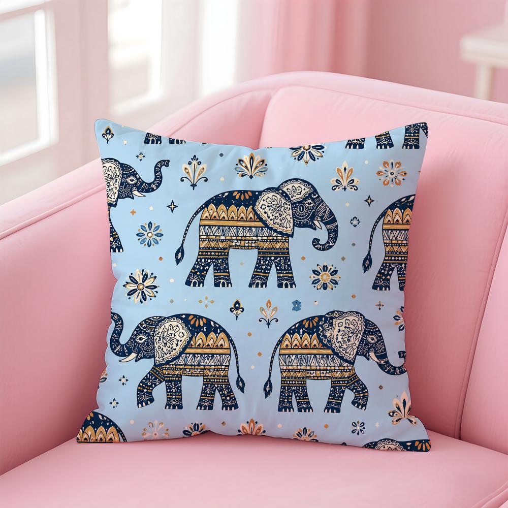 Elephant Art Design Cushion Cover Short Plush Soft DoubleSided Printing Pillow Case Cozy Sofa Bedroom Home Decor Gift