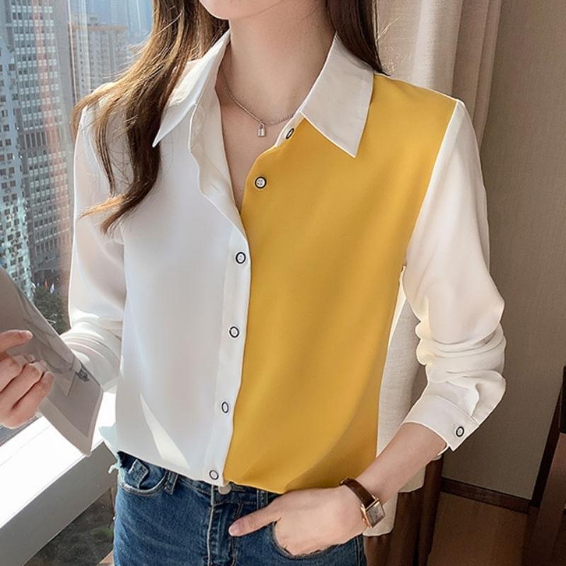 Office Lady Solid Color Blouses Button Turn-down Collar Simple Loose Shirts Tops Women Spring Grace Trend Clothing Plus Size