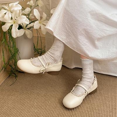 Белые французские туфли на толстом каблуке с ароматом ветра, женские, новинка 2025 года, универсальные туфли в стиле ретро с круглым носком Мэри Джейн