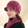 Winter Knitted Wool Hat Women's Windproof Rabbit Fur Hat Old Lady Velvet Duck Tongue Thermal Hat