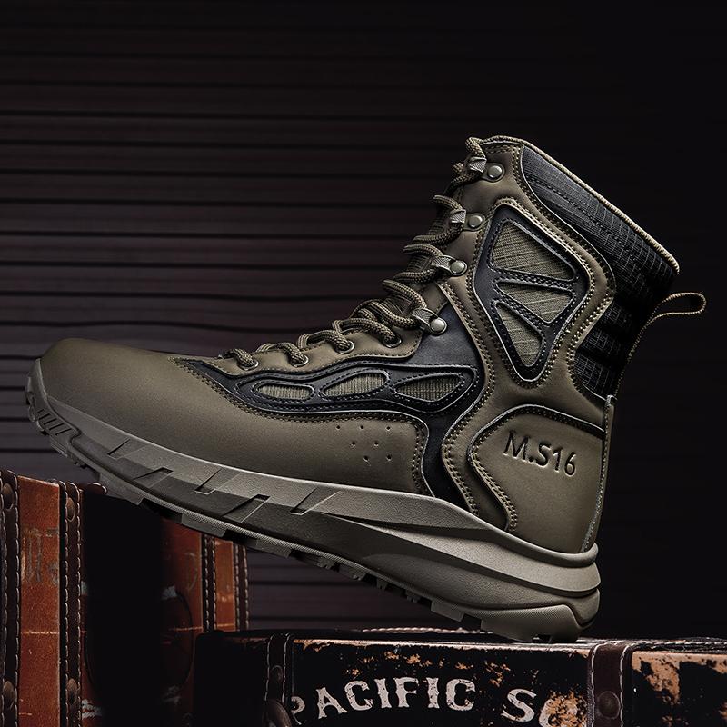 Fashion Wear-Resistant Men Motorcycle Boots Non-Slip Male Mid-Calf Boots Leisure Walk High Top Shoes Outdoor Versatile Botas Ankle Boots