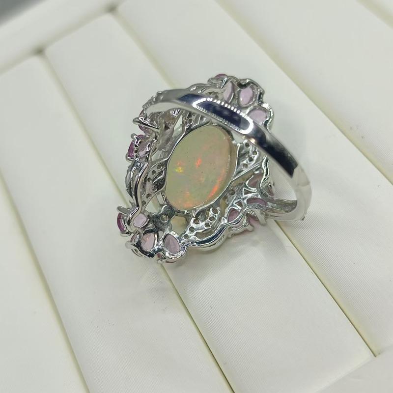 Sace Gems 925 Sterling Silver 10*14MM Natural Opal Rings for Women Engagement Cocktail Party Fine Jewelry Gift