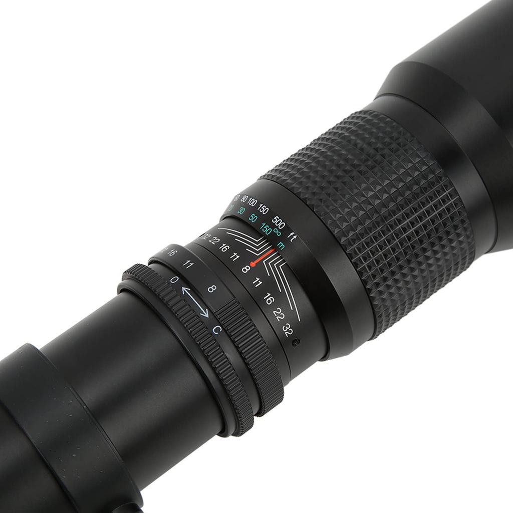 Manual Telephoto All Metal Multilayer Coating Manual Telephoto Lens Compact with UV Lens Filter for Bird Watching Sports Game Hunting F8‑F32 Lens,