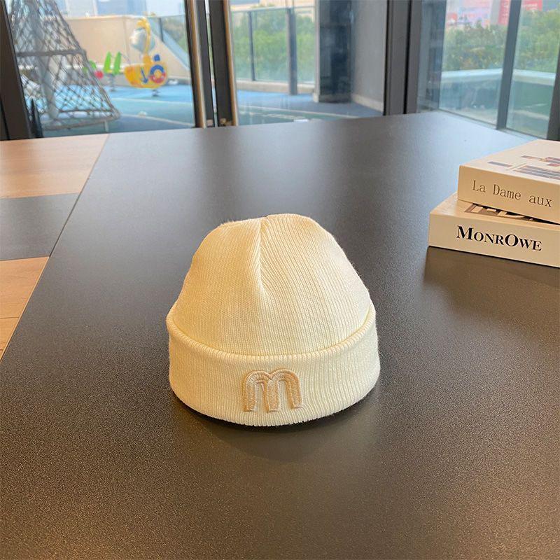 Осенне-зимняя шерстяная детская шапка - Вязаная шапка-бини с буквой, корейский стиль, пуловер для новорожденных