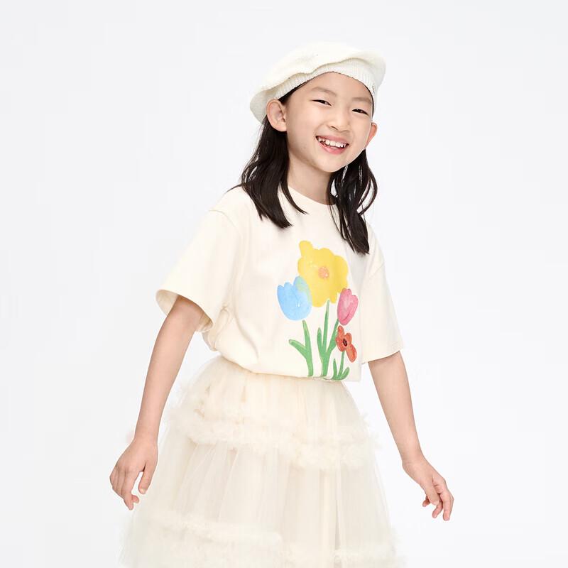 Little MO&Co. Girls' 5A Antibacterial Floral Cotton T-Shirt