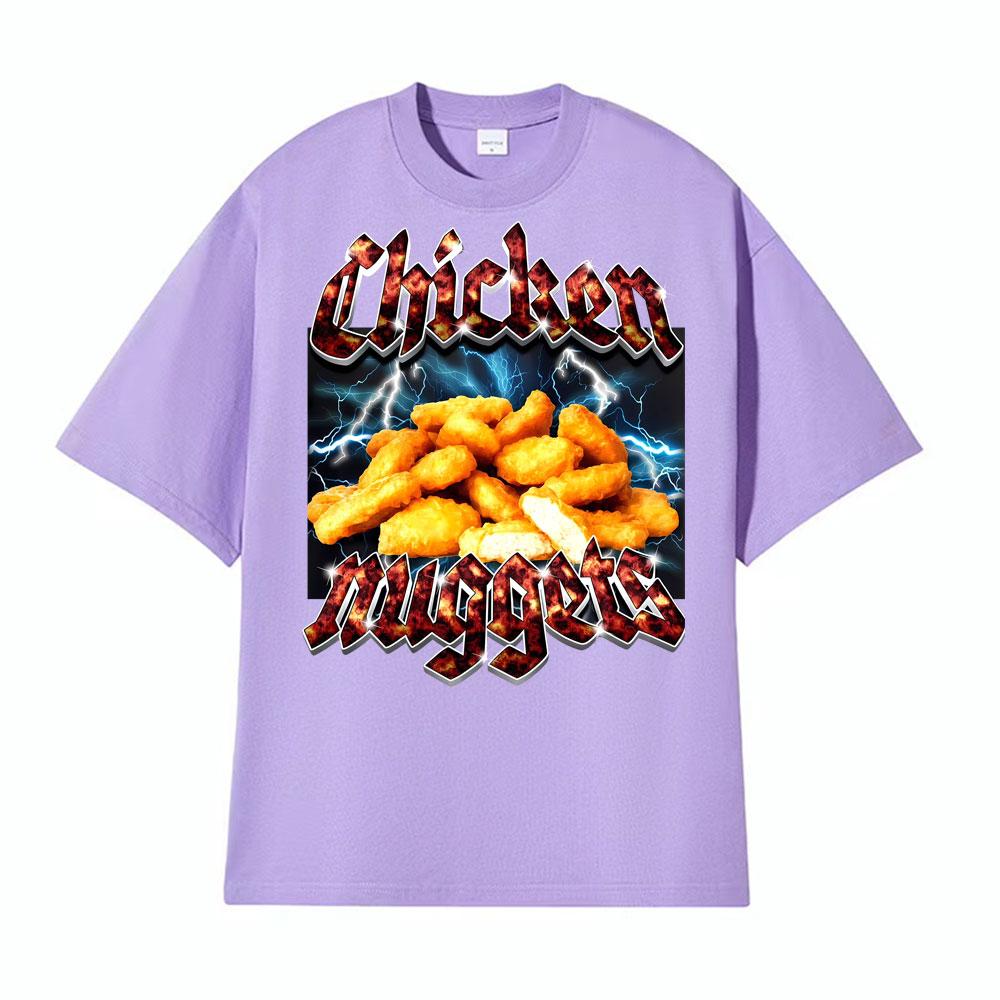 Heavy Metal Chicken Nuggets Funny Tshirt Men Women Fashion Retro Short Sleeve T Shirts High Quality 100 Cotton Comfort T Shirt