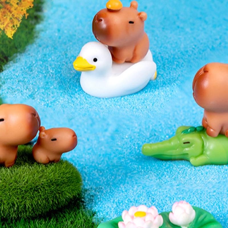 10Pcs Mini Capybaras Duck & Friend Figurines for Garden Decoration
