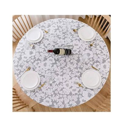 Трансграничная лента из ПВХ, деревянная утолщенная прозрачная пластиковая скатерть с принтом, эластичная маслостойкая круглая скатерть на флисовой подкладке, водонепроницаемая