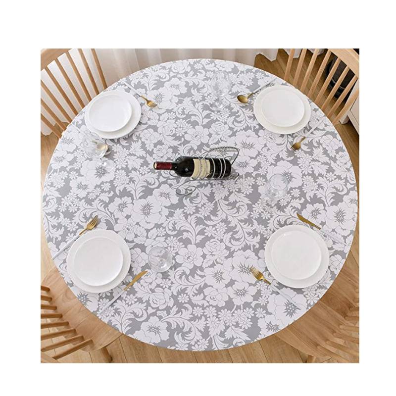 Круглая скатерть из ПВХ, водонепроницаемая, утолщенная, прозрачная, с принтом, деревянная, маслостойкая, пластиковая скатерть на флисовой подкладке, эластичная