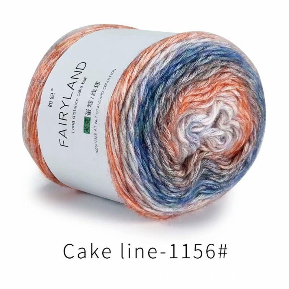Hand-woven Rainbow Woollen Yarn 100g Multi-Color Yarn Fancy Blend Yarn Cake Yarn  Cushion