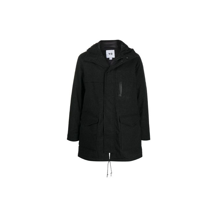 Y-3 FW21 Solid Color Hooded Parka Men Outerwear Black GK4819
