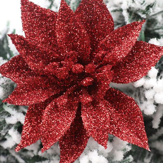 Поддельный цветок, привлекательный широкий спектр применения, компактный двухслойный пуансеттия, рождественский искусственный декор для фестиваля