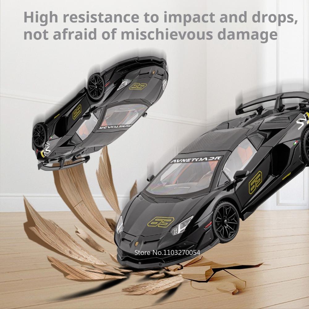 1:18 Lamborghini SVJ63 V12 Металлическая модель спортивного автомобиля Diecast Игрушки Звук Свет Оттягивается Двери Открываются Миниатюрные Транспортные Средства Мальчик Ценный Подарок