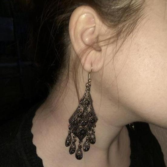 1 пара женских винтажных резных кисточек с кисточками, полые серьги с цветочным принтом в форме капли воды в богемном стиле