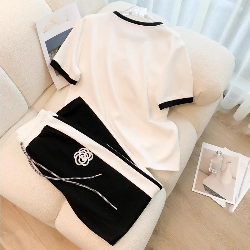 Summer Women's Sets Round Neck Short Sleeve T Shirt Pants Women Tracksuits Outfits