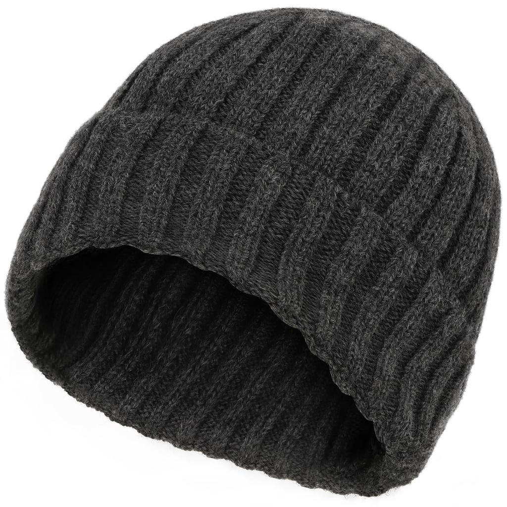 [Branze] Men's Knitted Hat, 100% Wool, Made In Japan, Whole Garment, Cold Weather Beanie (Free Size, Gray)