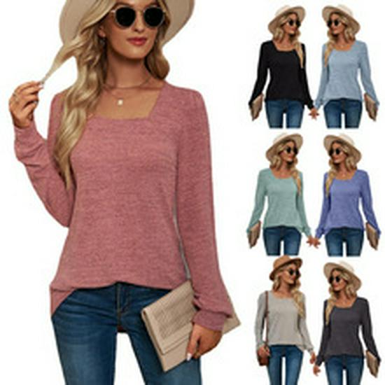 Европейская и американская женская однотонная футболка с круглым вырезом, карманом и разрезом на плече, с коротким рукавом