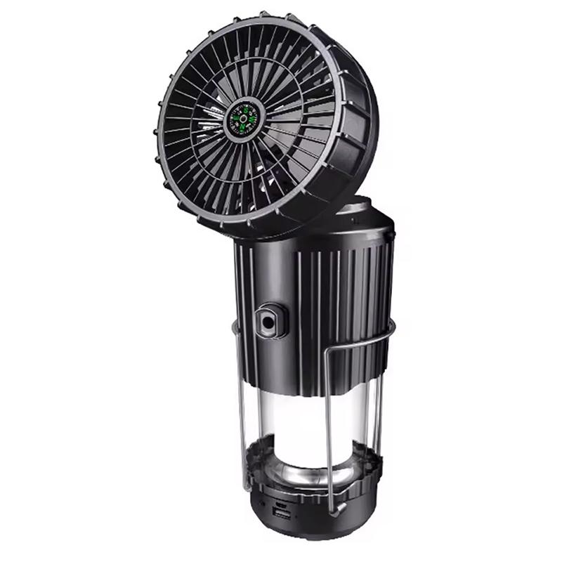 Outdoor Solar Camping Light Portable With Fan Solar Charge Hanging Tent Lamp Rechargeable Camping Flashlight Powerful Hand Lamp