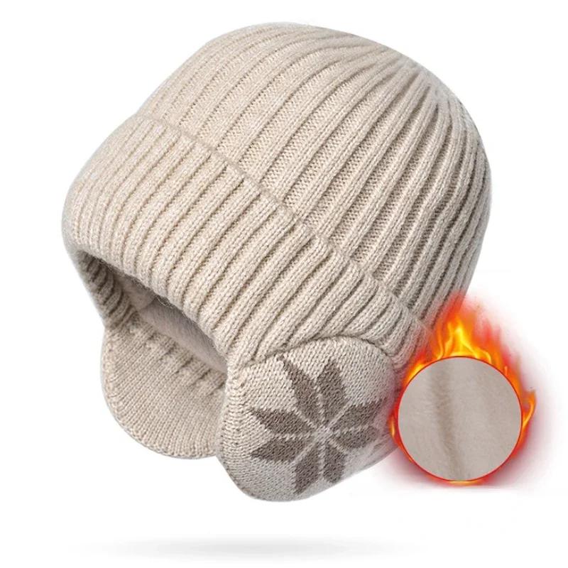 Unisex Men Women Winter Warm Plush Knitted Benines Snow Fashion Skullies Hat New Outdoor Coldproof Ear Protection Wool Caps