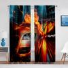 Race Car Printed Curtain Racing Car Speed Extreme Sport Window Curtains for Living Room Bedroom Teens Mens Room Decor 2Panels