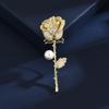 High-Grade Pearl Three-Dimensional Rose Brooch Women'S White Versatile Pin Decorative Suit Corsage