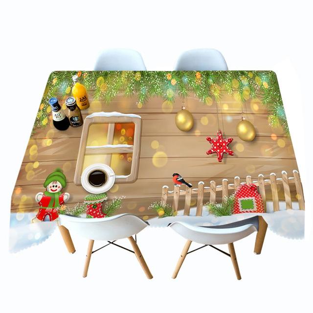 Thicken Cotton Christmas Tablecloth Fireplace Christmas Socks Pattern Rectangular Round Table Cloth For Wedding Picnic Party