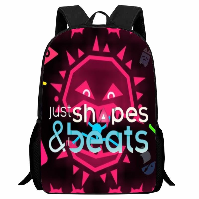 Школьная сумка с принтом «Ритм фигур» Just Shapes & Beats, Мультяшный активный рюкзак для мужчин и женщин