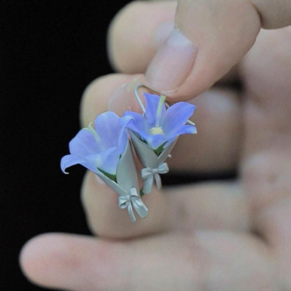 Креативные серьги-подвески в виде вазы Простые серьги-бантики Легкие серьги с вставляющимися цветами Свадебные