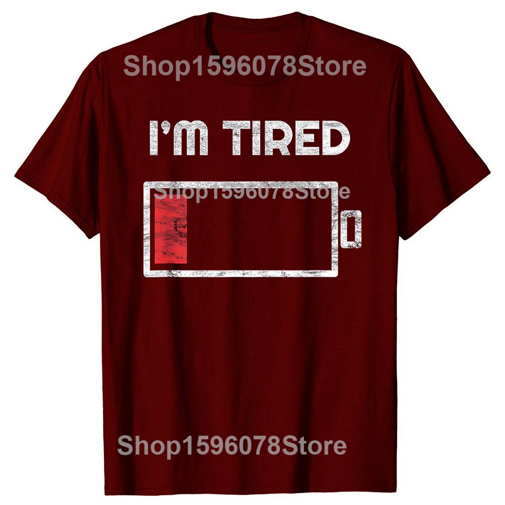 Im Tired Low Battery T Shirt Empty Phone Summer Men Clothing Fashion T Shirts Cotton Short Sleeve Oversized Loose Tshirt Tops