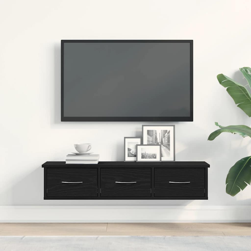 Wall Cabinet Black Oak Effect 88 x 26 x 18.5 cm Engineered Wood