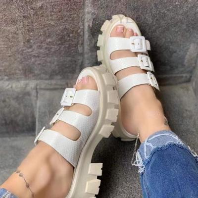 Женские босоножки на платформе, летние, новые римские босоножки с открытым носком и пряжкой, женские босоножки для активного отдыха, женская обувь больших размеров, повседневные женские босоножки