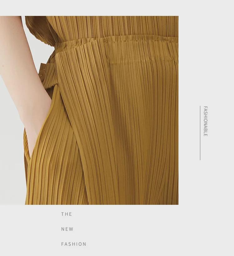 Женские однотонные узкие прямые брюки Miyake из драпировки - Новая коллекция Весна/Лето 2025