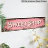 2D Flat Printing, 1pc, Vintage Sign, SWEET SHOP Aluminum Decorative Sign, Fun Text Sign, Metal Decorative Sign, Wall Art Decoration, Home Decor